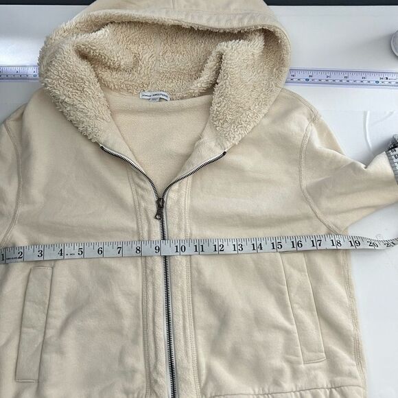 James Perse Cream Cropped Hooded Zip Up Sweatshirt Size Small - Picture 7 of 11